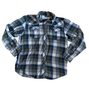 Wind River Mens Large Green & Blue Plaid Button-Up Long Sleeve Shirt